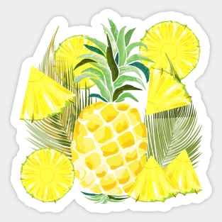 Pineapple Watercolor Fresh Summer Fruits Sticker